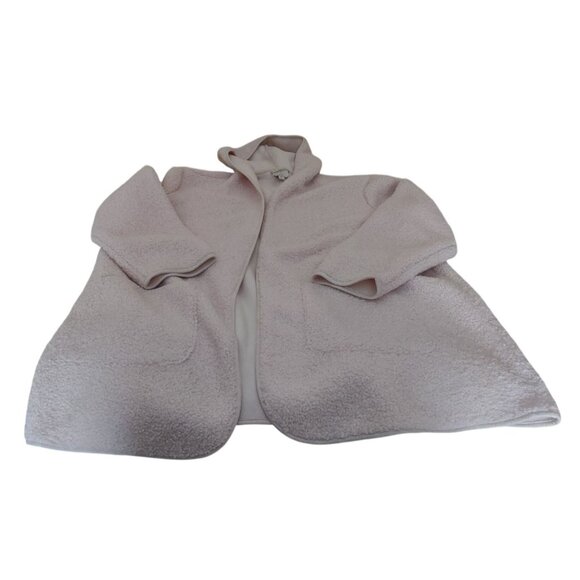 Joie Women's 2X Open-Front Sherpa Hooded Cardigan Jacket Pockets Cream Cozy Warm - Picture 5 of 12